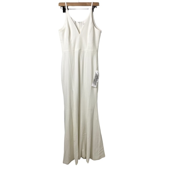Dress The Population Estella Dress Gown Leg Slit White Size Medium Bridal Prom - Picture 4 of 14